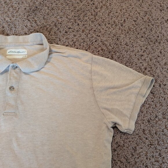 Eddie Bauer Polo Men’s XL Beige Tan Short Sleeve Cotton Classic Fit - Picture 2 of 15
